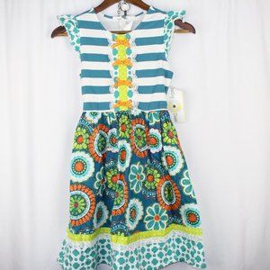 Counting Daisies NWT Floral/Stripe Dress SZ 12